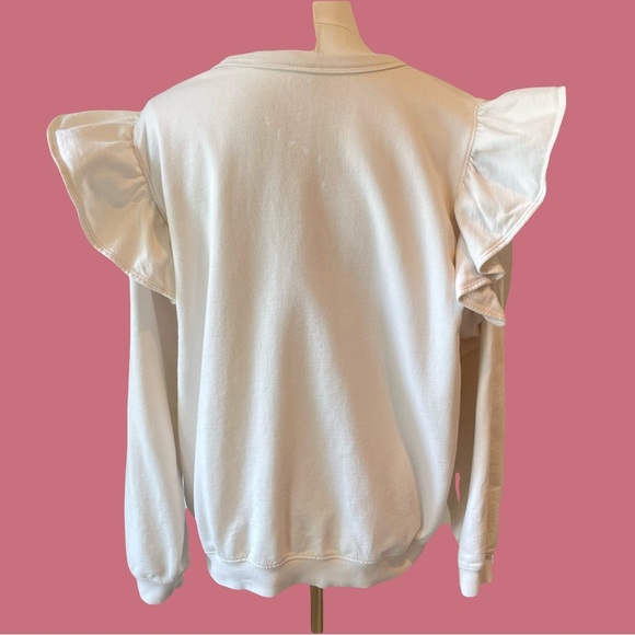 Clare V White Ruffle Sweatshirt - Picture 4 of 12